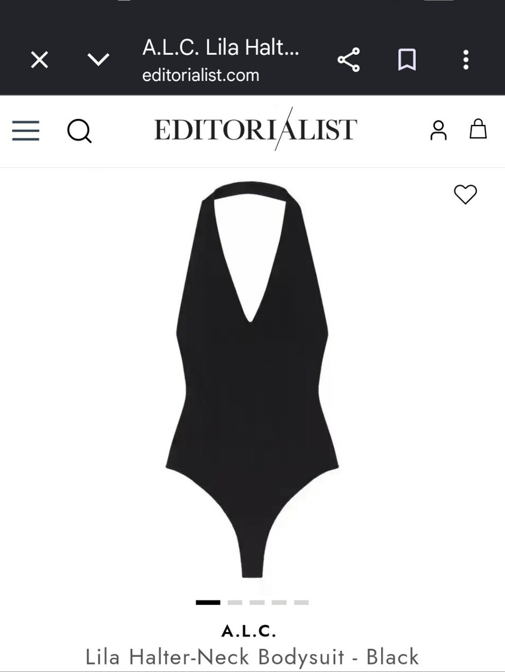 A.L.C. Black Lila Halter Bodysuit, features a halter Neck & Open Back.